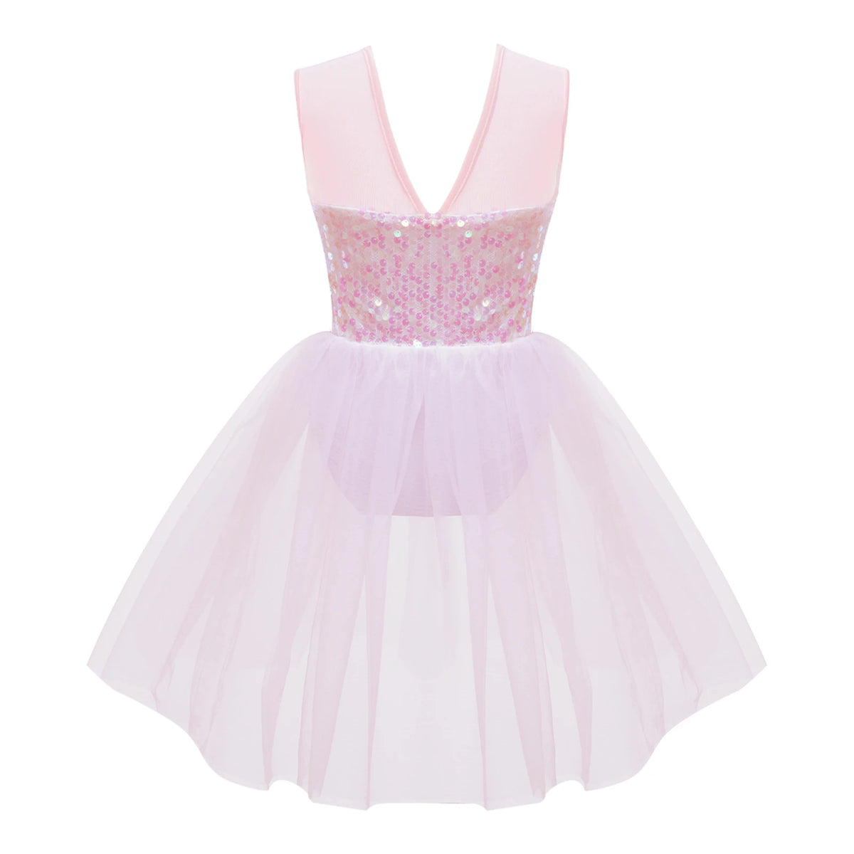 Girls Ballet Gymnastics Figure Ice Skating Sequin Leotard Tutu Dress Performance Dancewear