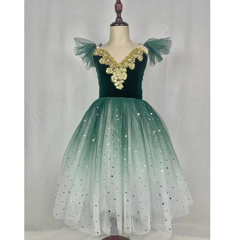 Fae Ballerina Aurora's Long Ballet Dance Dress Children Women