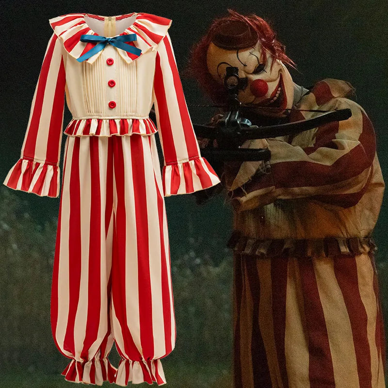 Clown In A Cornfield Kid Cosplay Halloween Costume Girls Boy Clown Jumpsuit
