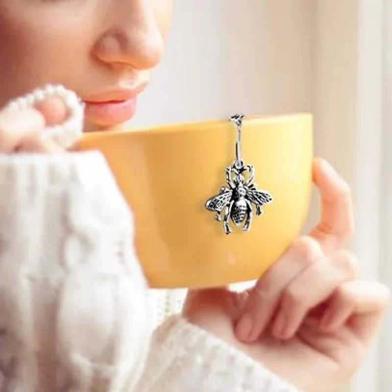 Set of Two Stainless Steel Tea Infusers Butterfly Bee Charm Chain Mesh Ball Tea Strainer