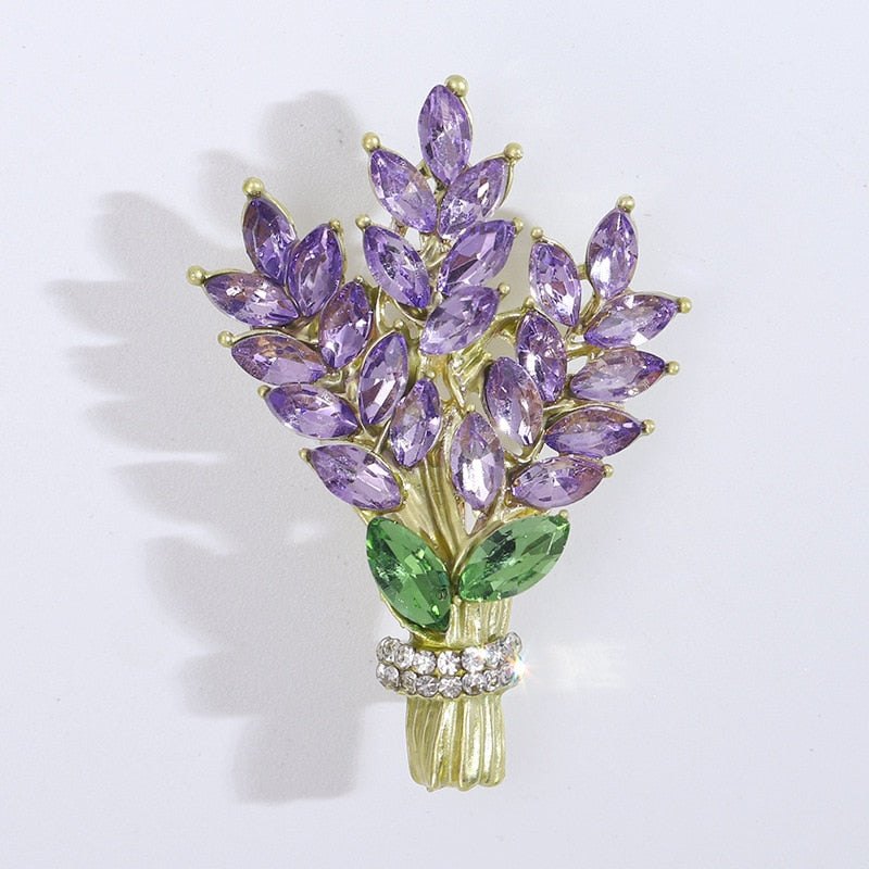 Crystal Lavender Flower Lapel Pins