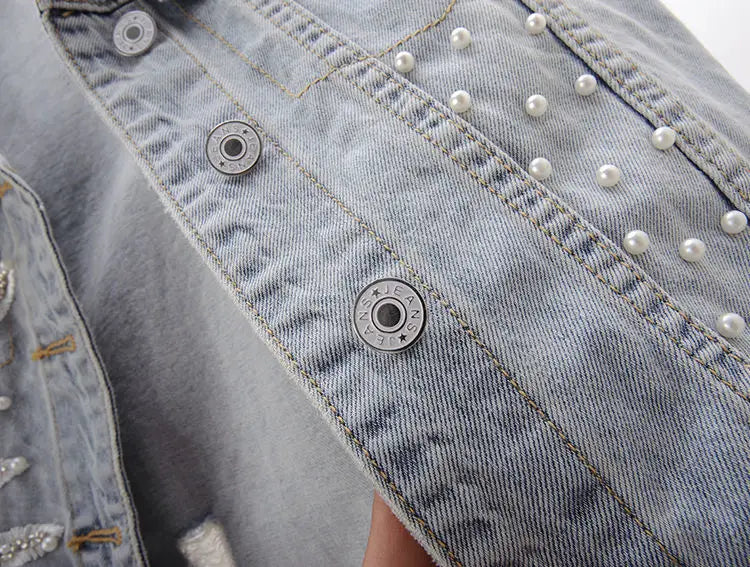 Lace Beaded Denim Vest