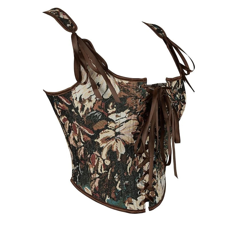 Meadow's Renaissance Lace Up Boned Floral Corset