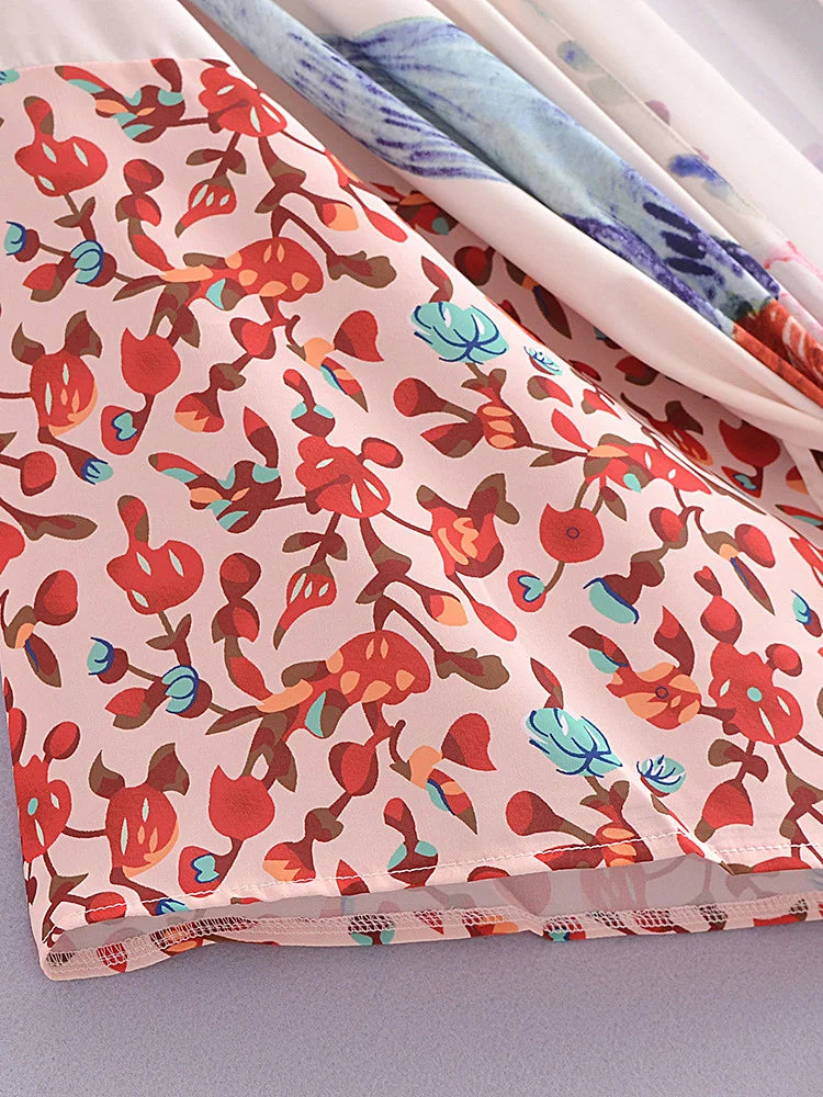 Peacock Floral Print Boho Kimono Cover-ups