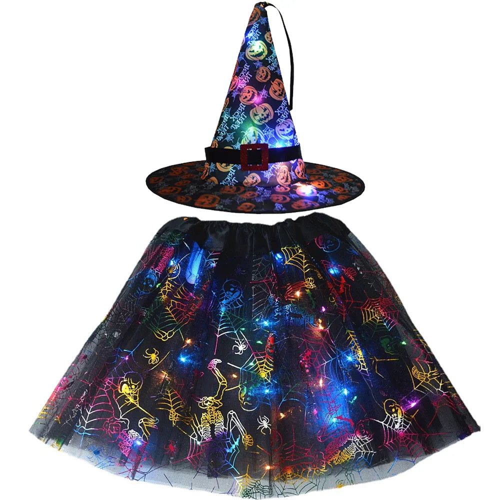 LED Witch Stars Tutu Skirt Glow Party Costumes Halloween