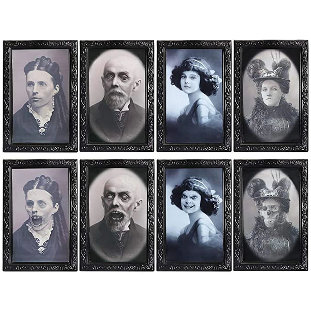 Horror Portraits Changing Face Ghost Halloween Decoration 3D Ghost Picture Frame