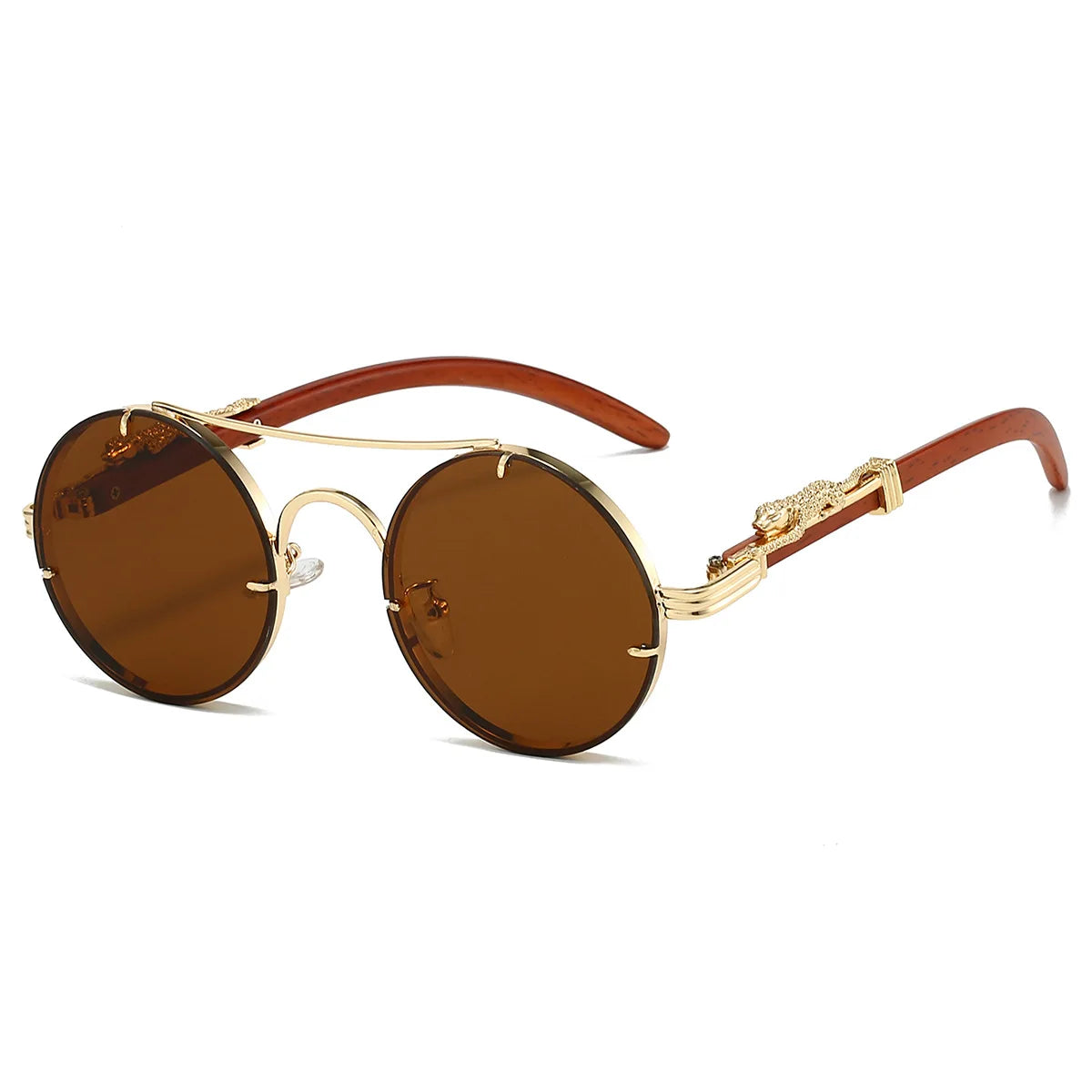 Round Retro Cape Sunglasses Double Bridge