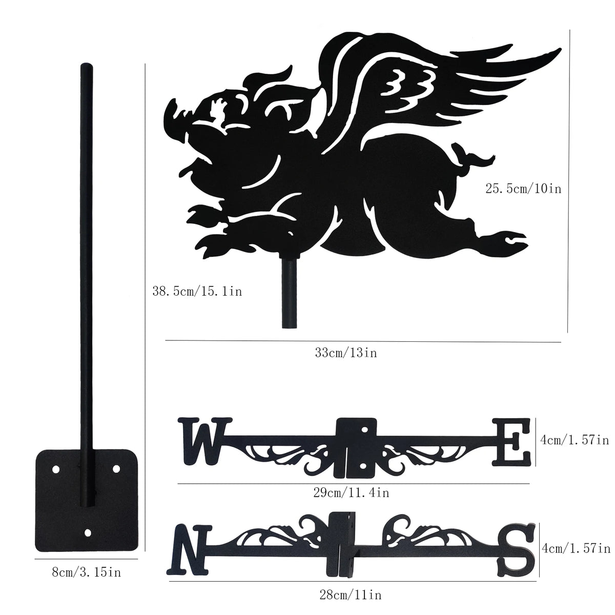 Flying Pig Weathervane Garden Decoration