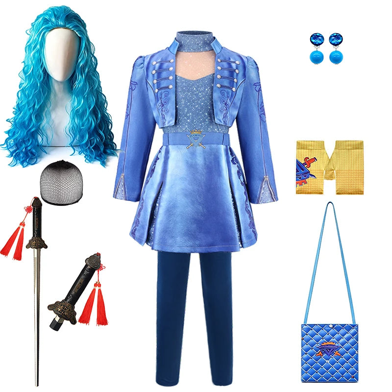 Descendants Cosplay Red Pink Chloe Kids Clothes Halloween Book Week Costumes