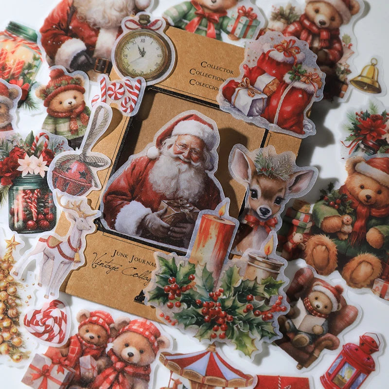 Vintage Christmas RUB ON Transfer Sticker Pack Junk Journal DIY Scrapbooking