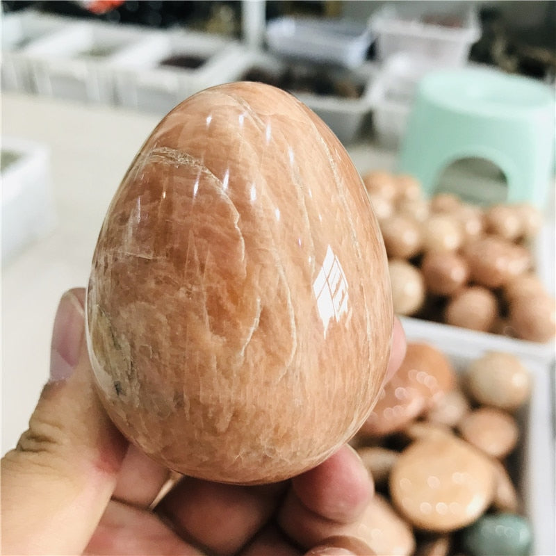 Natural Moonstone Quartz Crystal Egg