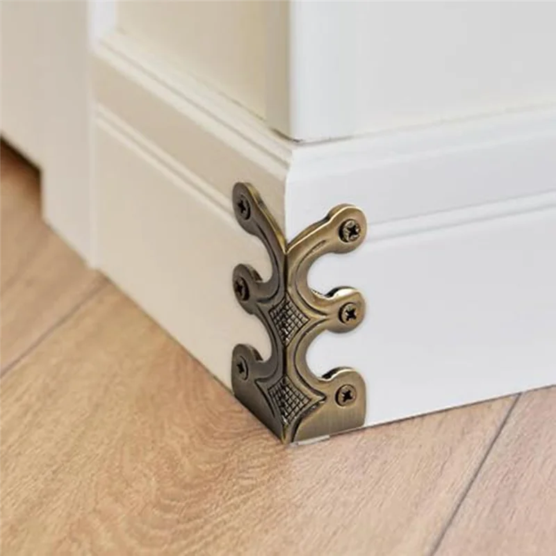 10PC Skiffers Baseboard Corner Protectors Solid Brass Skirting Board Corner Protectors