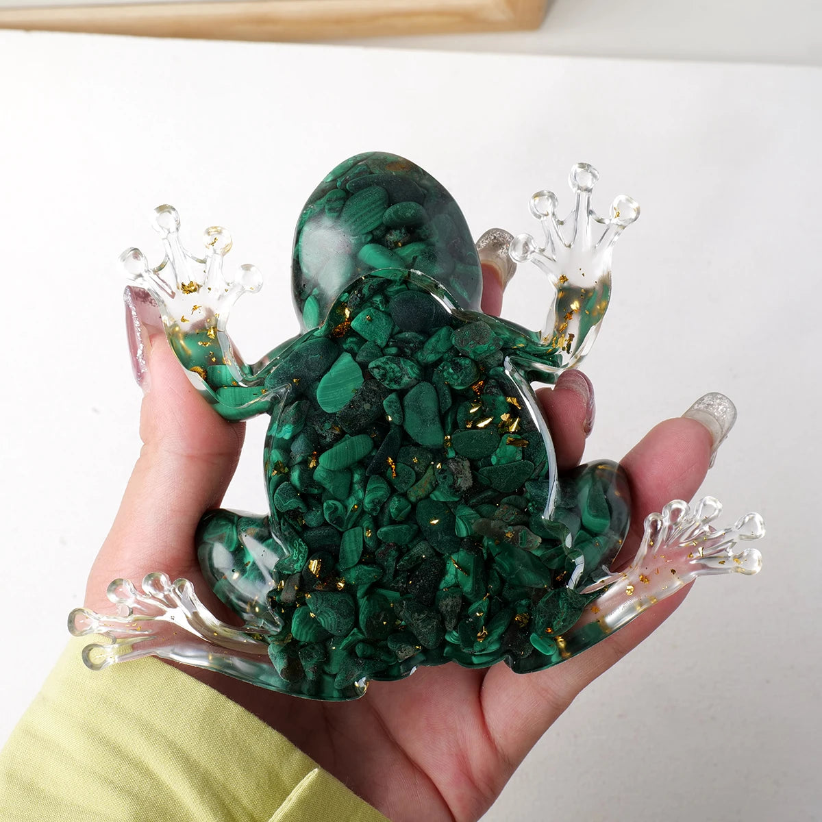 One Natural Malachite Rough Stone Frog Figurine
