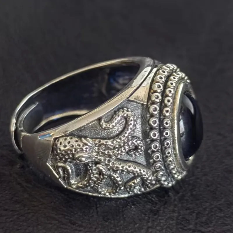The Kraken of the Depths S925 Sterling Silver Rings Zircon Octopus