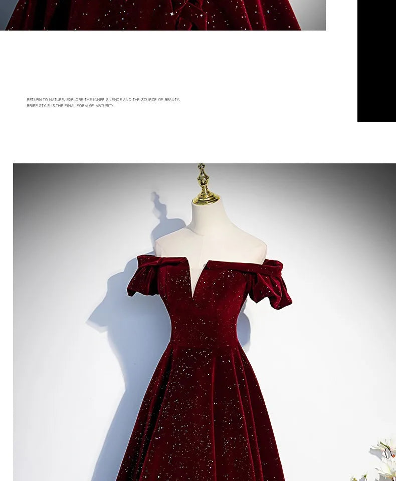 Lady Eloise's Wine Red Velvet Evening Gown Custom Made Formal Dress
