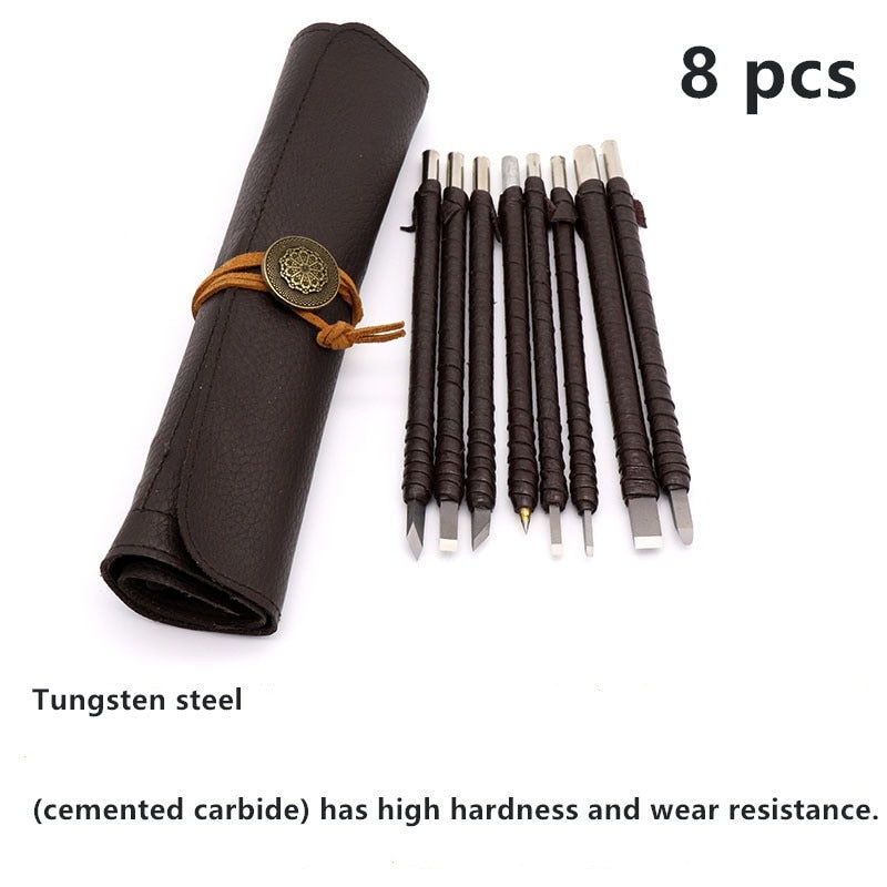 Tungsten Steel Stone Carving Hand Tools Set Chisel Set Woodworking Carving Tools