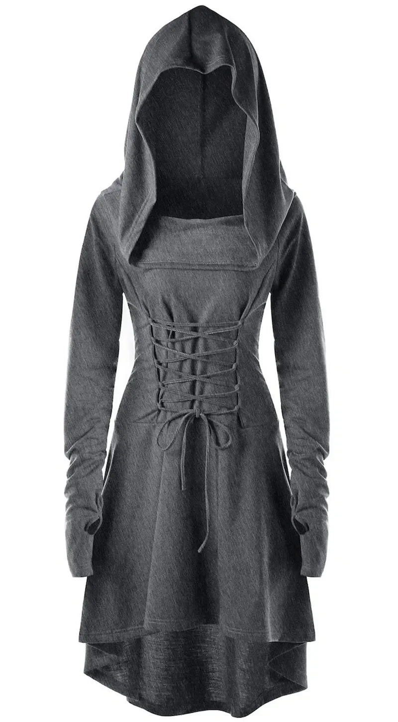 Archer's Goblincore Hooded Lace Up Tunic Dress