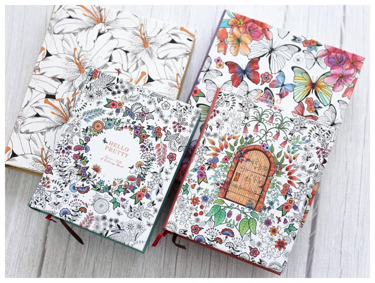 Colouring Notebooks Hardcover Art Journal 148 Sheets Illustrated Diary