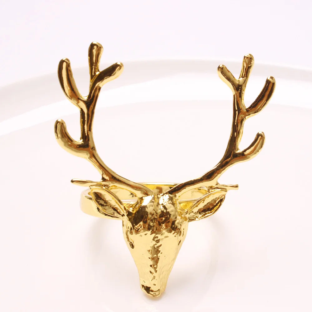4Pcs Deer Napkin Rings Christmas Elk Head Alloy Xmas Reindeer Dining Table Decor