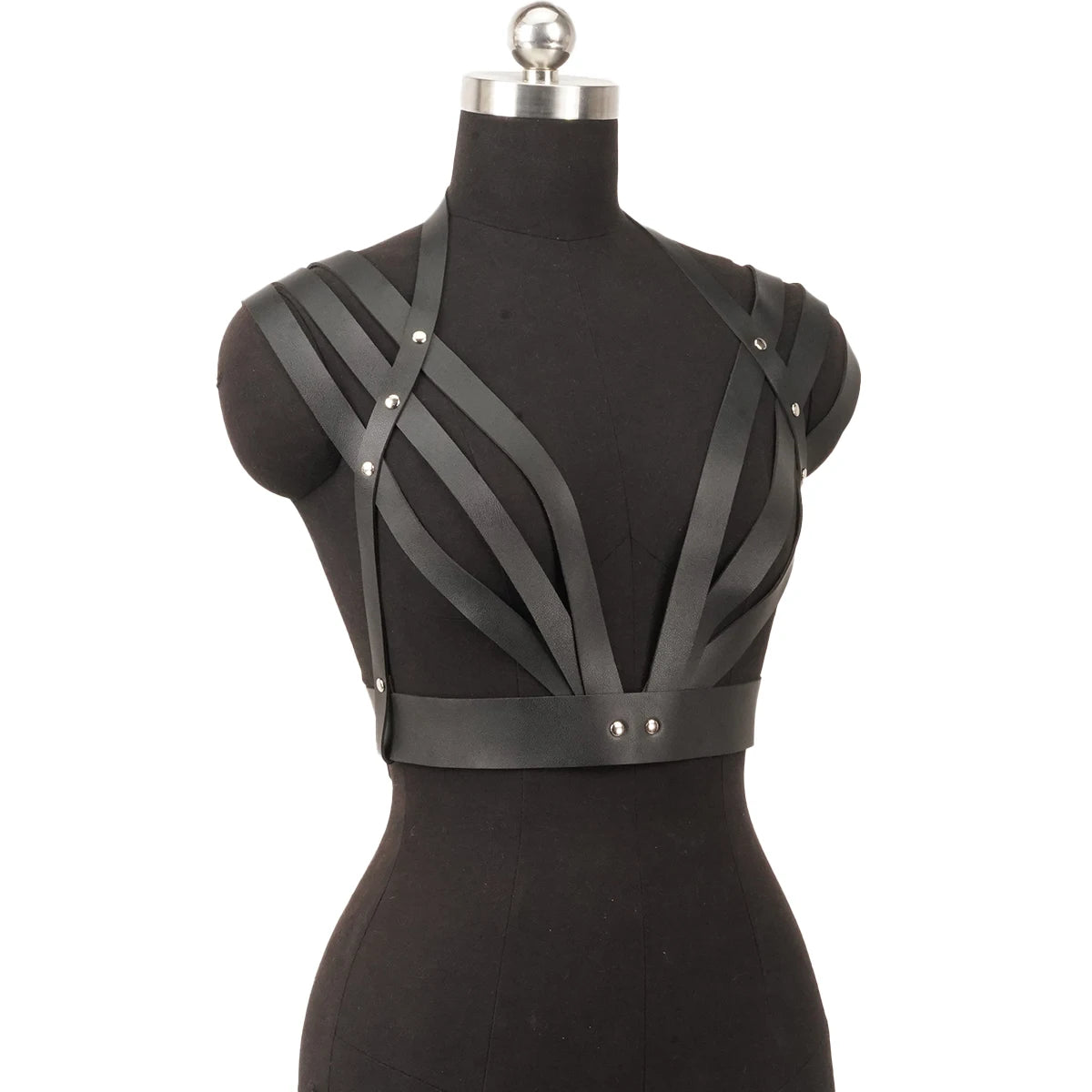 Faux Leather Body Cage Harness Tops