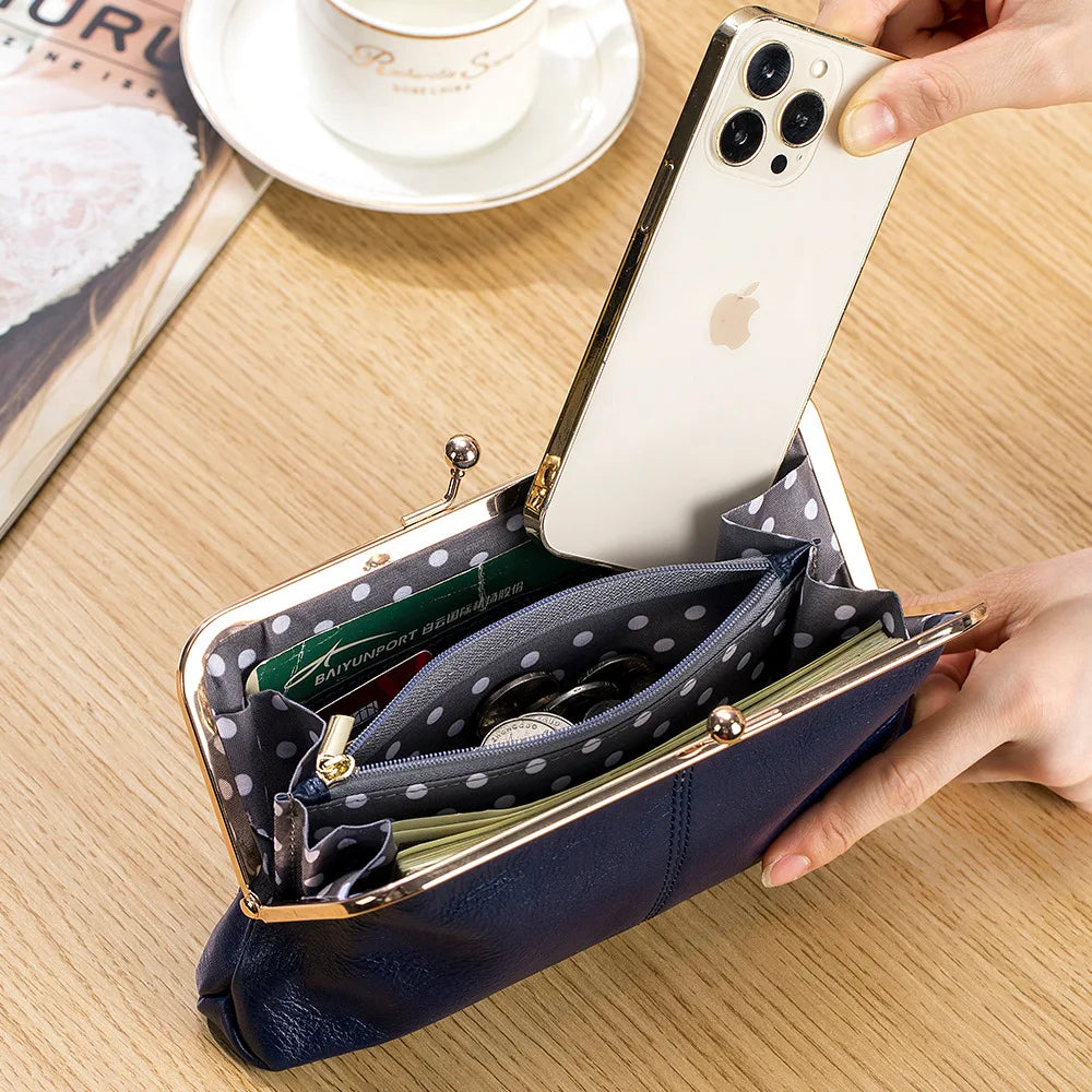 Genuine Leather Long Clutch Wallet Clip Bags Coin Purse