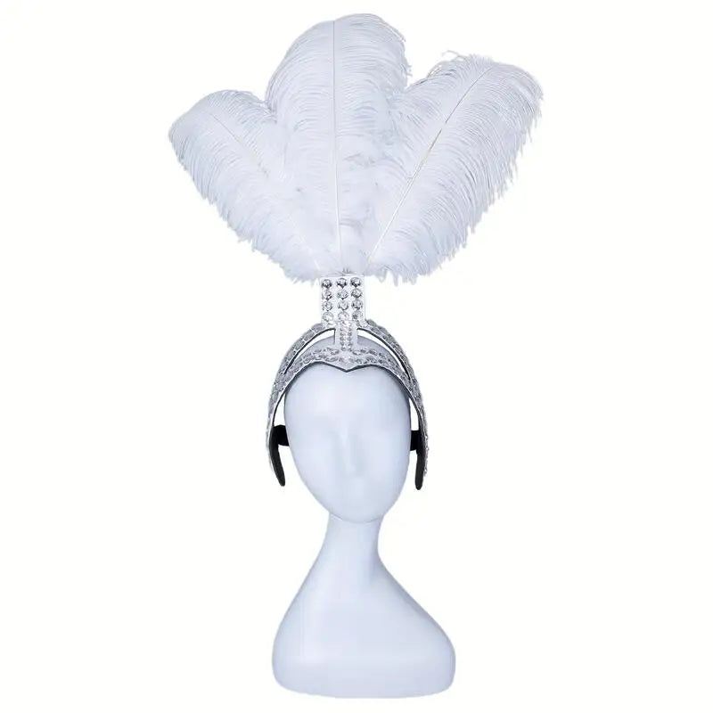Rhinestone Feather Carnival Headpiece Stage Performances Mardi Gras Festival Wear