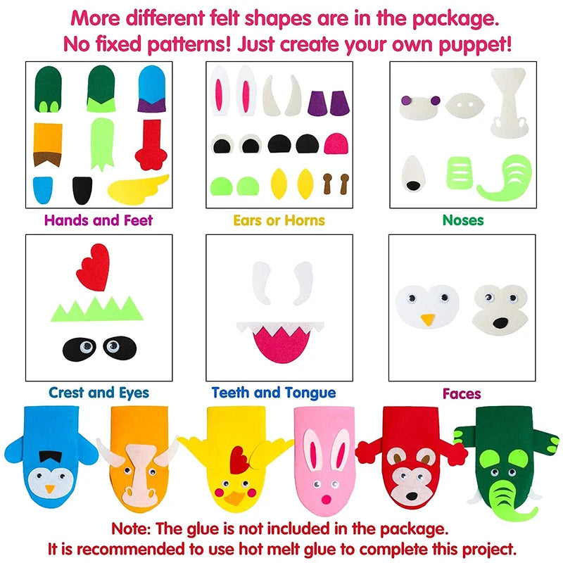 DIY Hand Puppet Making Kit Make Your Own Felt Animal Storytelling Craft Kits for Kids