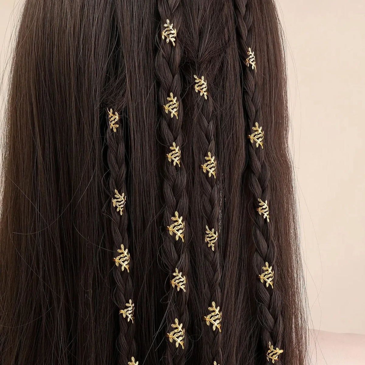Set of 40pcs Leaf Metal Braid Ring Clips Dread Lock Metal Cuffs Hair Jewellery