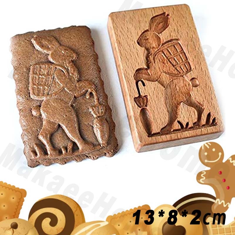 Wooden Cookie Mould Press Baking and Crafts