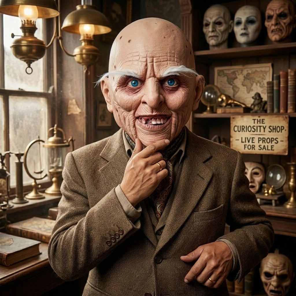 Bald Old Man Mask Full Head Latex Scary Grandpa Halloween Horror Party Cosplay Costume Prop