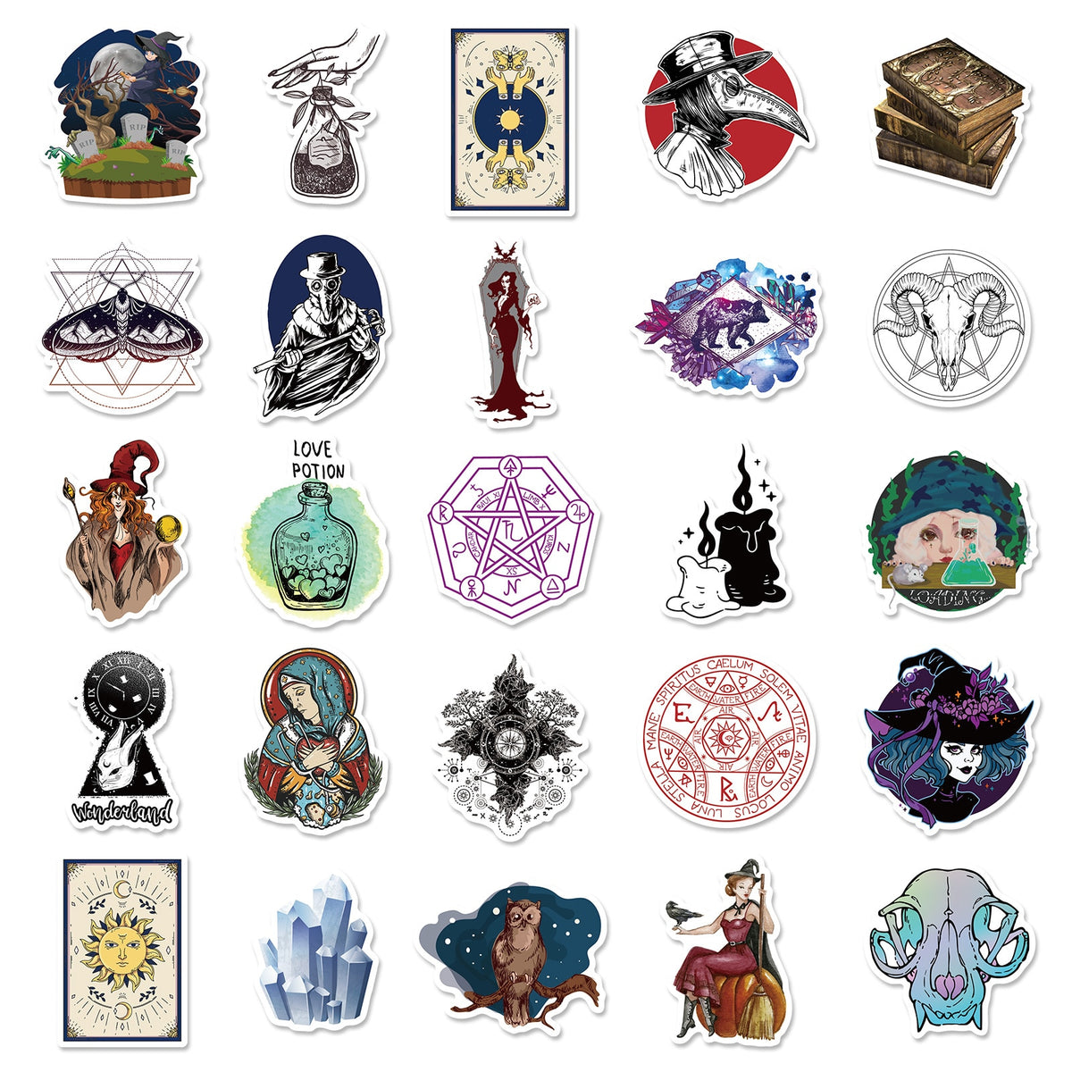 50PCS Magic Witch Halloween Stickers Decals