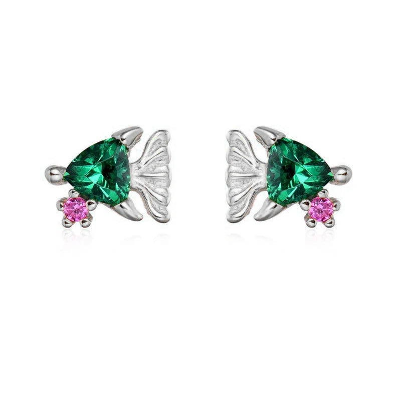 Colourful Zircon Gold Stud Earrings Mix'n'Match