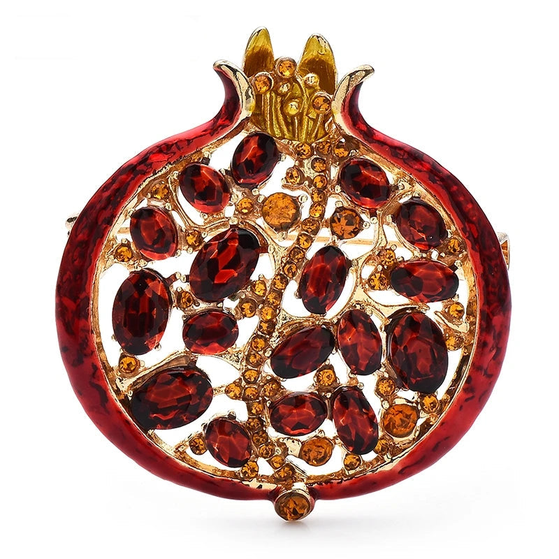 Red Crystal Pomegranate Brooch