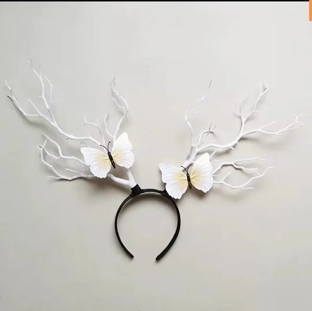 Forest Goddess Headwear Antler Deer Flower Crown Headbands Long Branches Photo Shoot Props