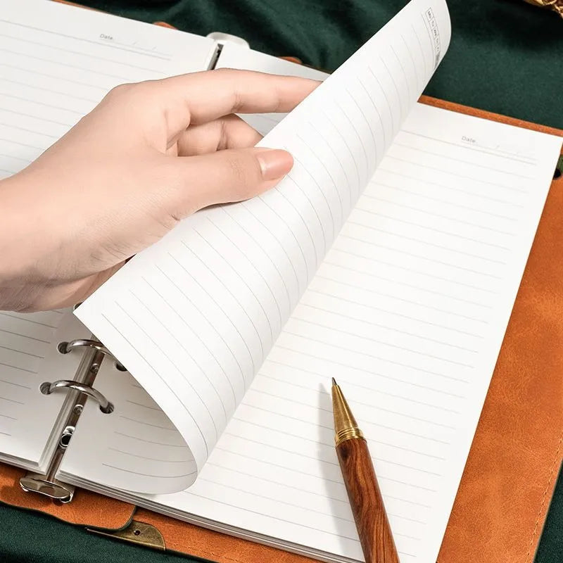 A5 Leather Loose-leaf Binder Notebook with 240 Inner Pages