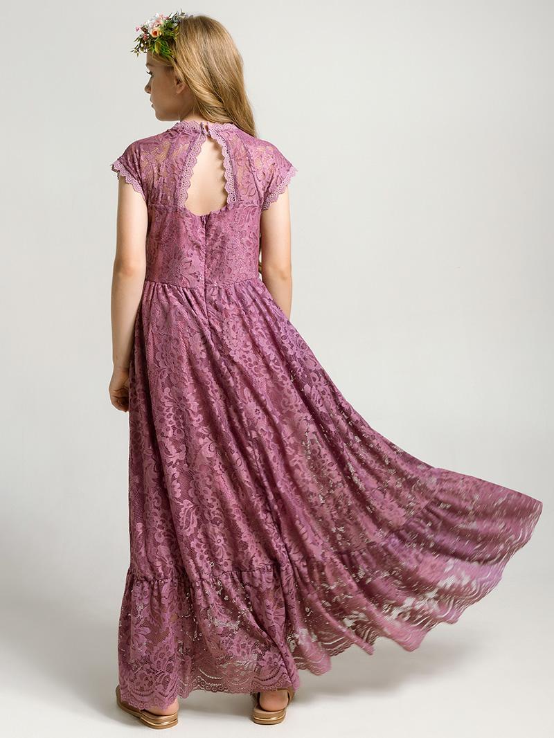 Girls Flower Girl Dress Lace Cotton Maxi Dresses
