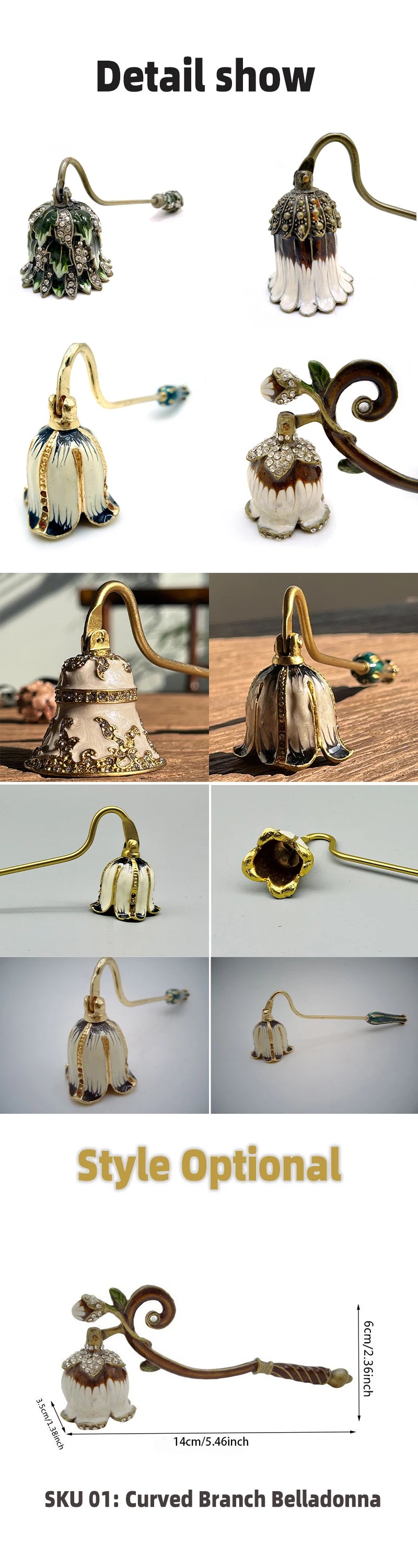 Candle Snuffers Enamel Diamonte Encrusted Long Handle Candle Extinguishers Home Decor