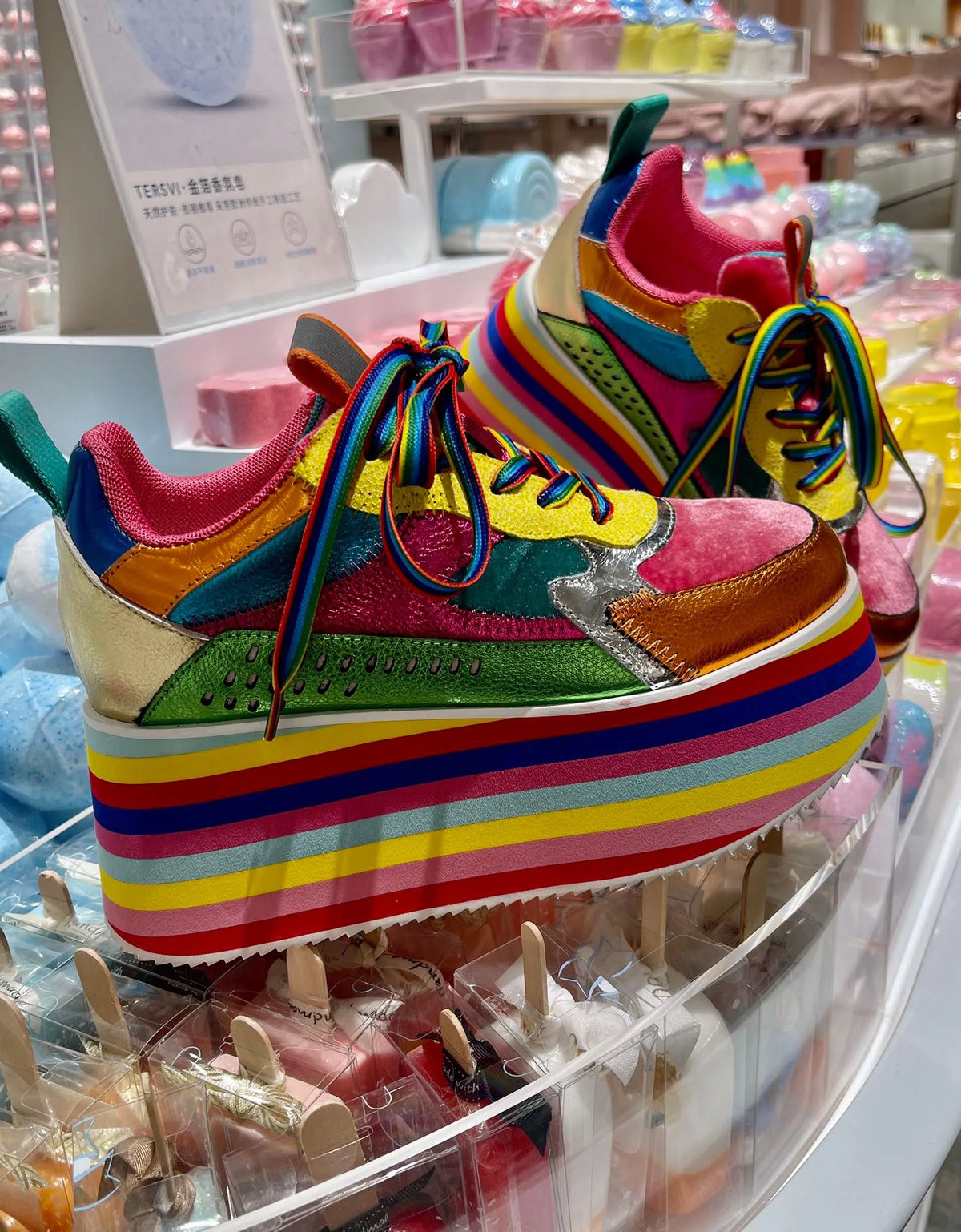 Rosie's Rainbow Sneakers Chunky Platform Shoes