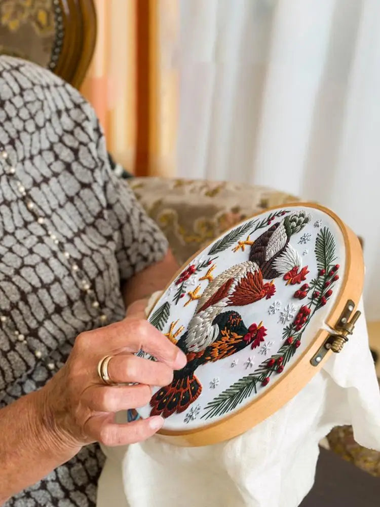 Christmas Roosters DIY Embroidery Kit