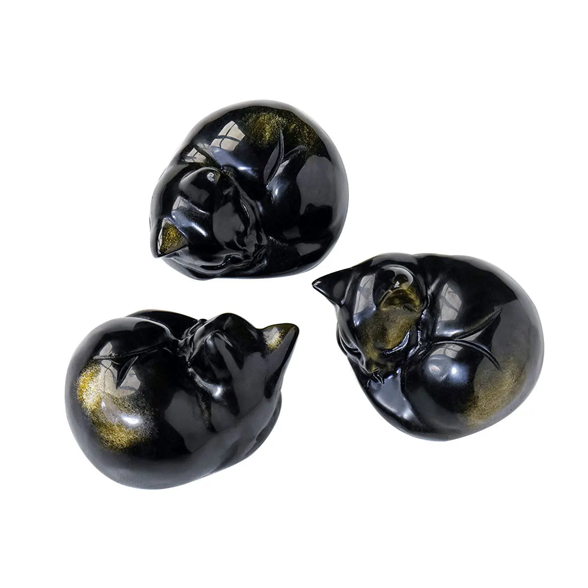Natural Gemstone Golden Obsidian Sleeping Cat