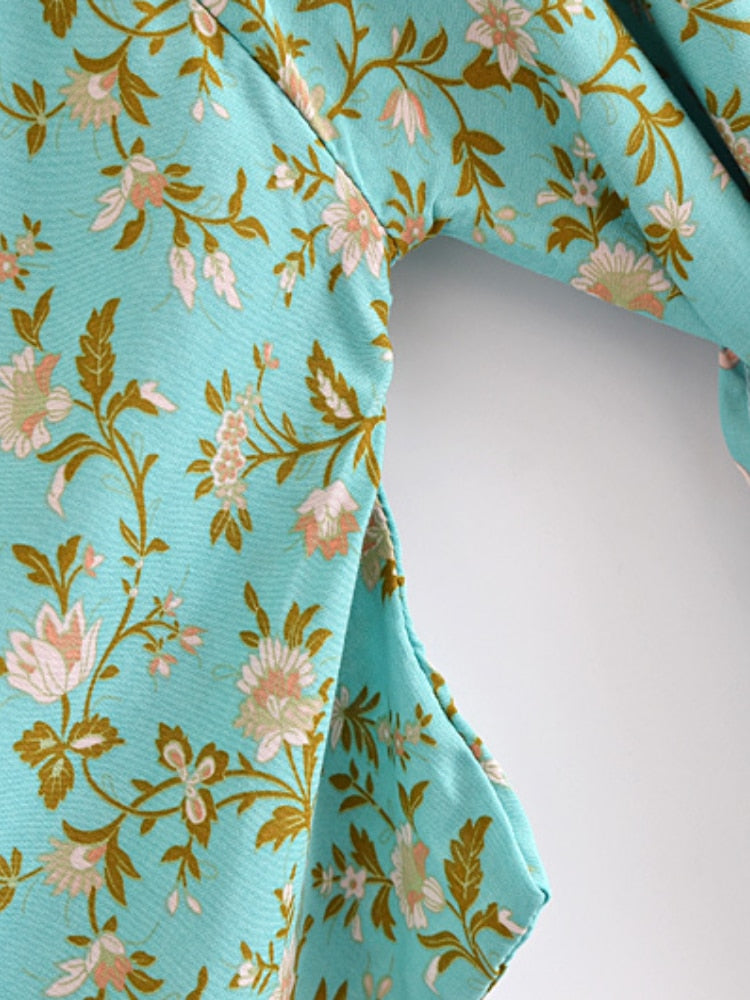 Mint Boho Short Kimono Cover-ups