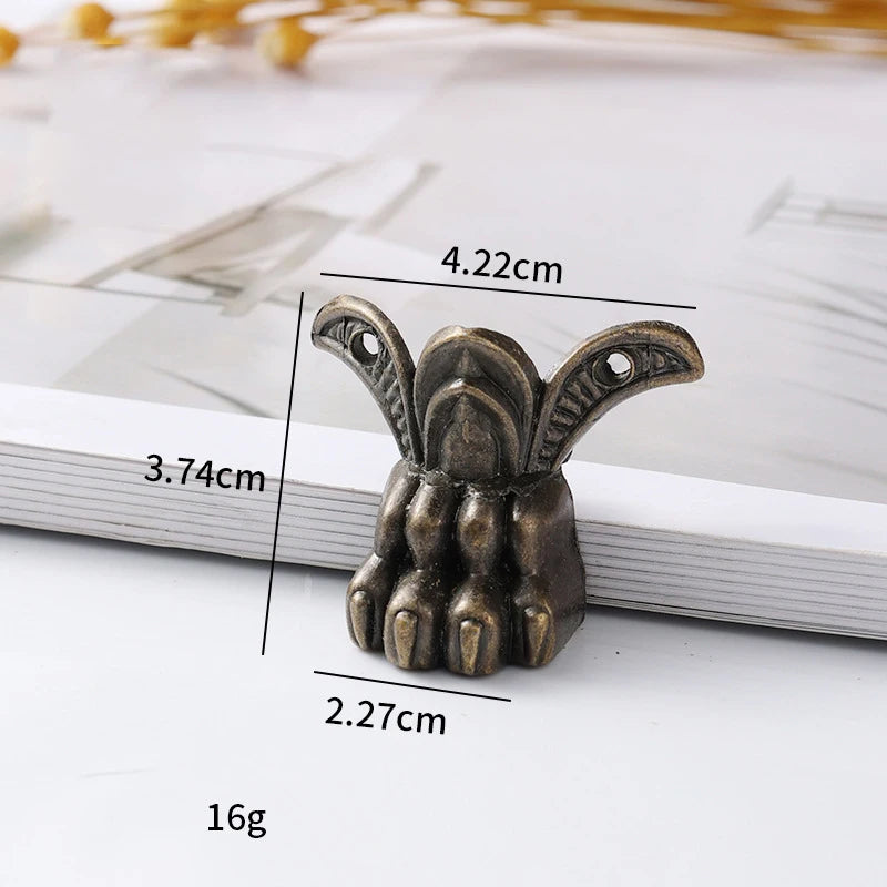 4Pcs Antique Wood Box Feet Leg Corner Protector Jewelry Gift Box Decorative Feet Metal Corner Bracket For Furniture Hardware