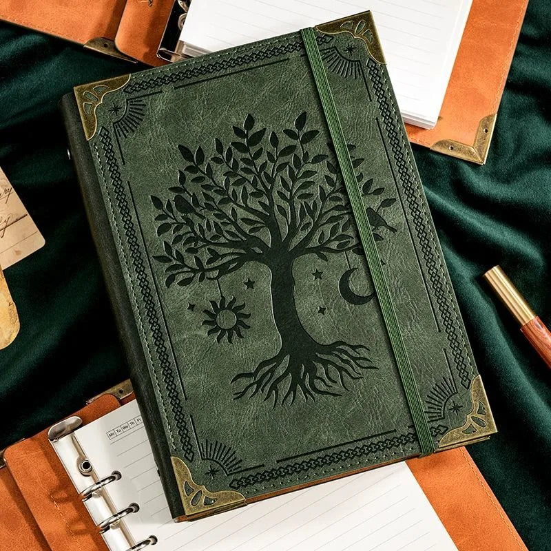 A5 Leather Loose-leaf Binder Notebook with 240 Inner Pages