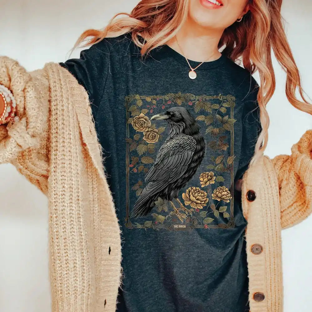Raven T-Shirts Goblincore Gothic Witchy Dark Academia Tee