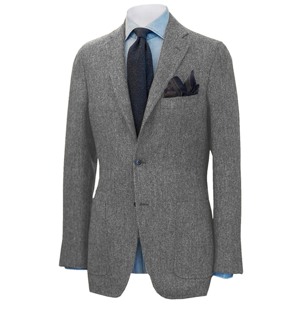 Mens British Herringbone Tweed Wool Suit Jacket