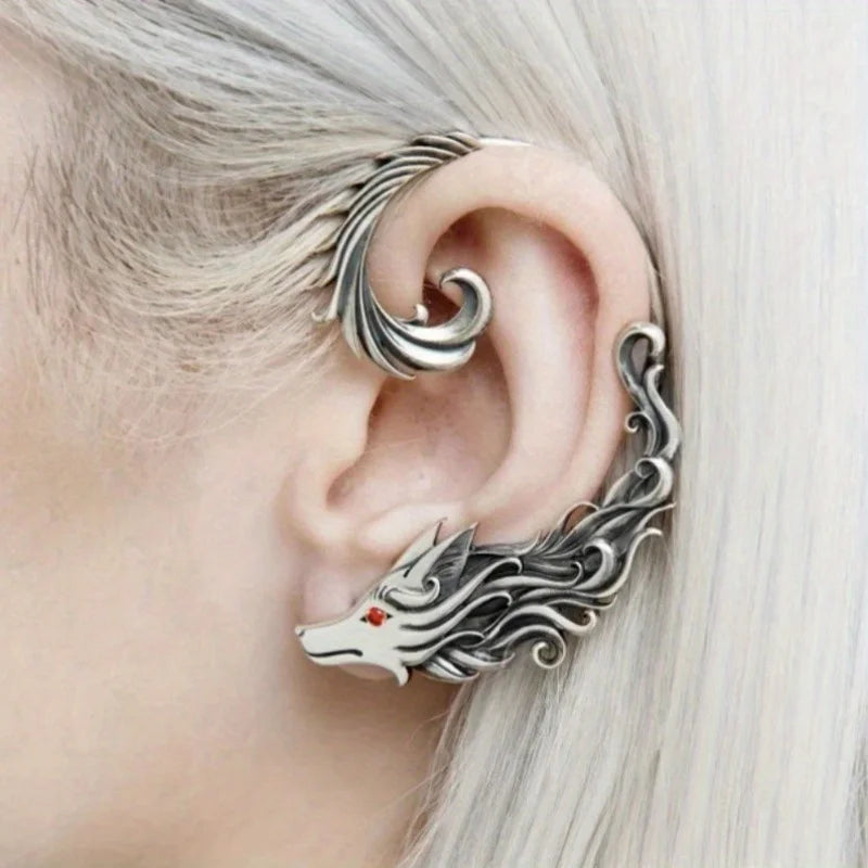 Warg Wolf Ear Cuff Pierced Earring