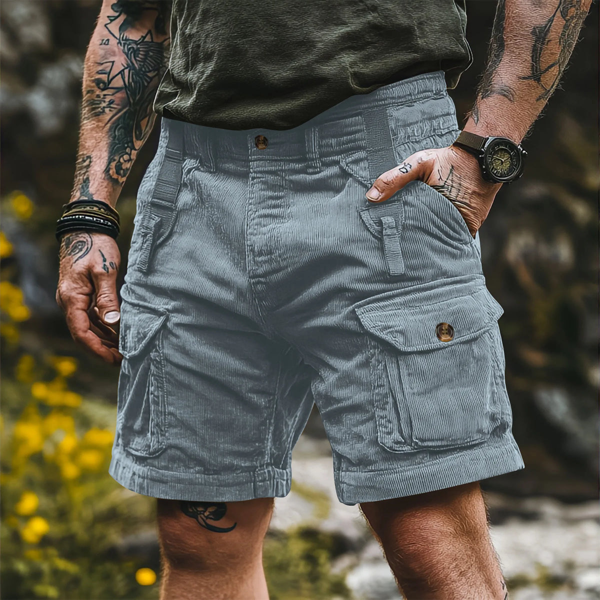 Woodsman Corduroy Cargo Shorts