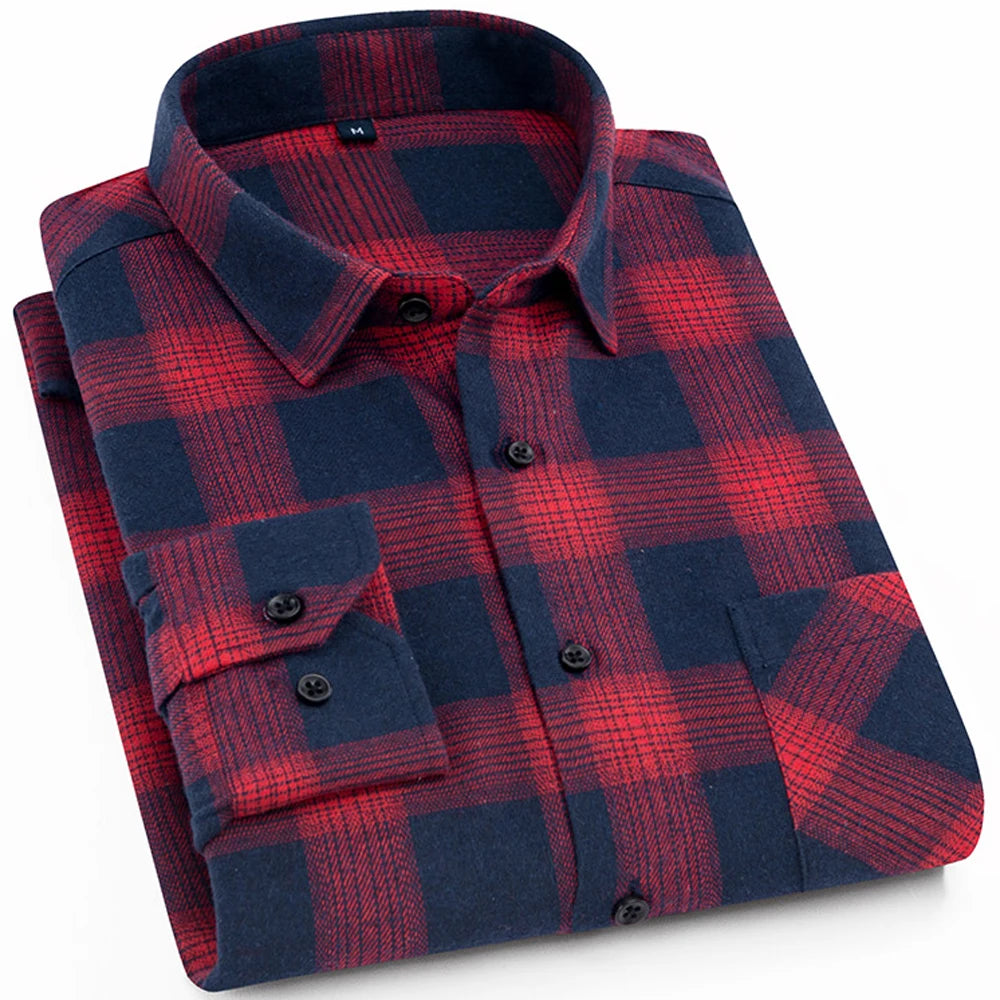 Woodsman Slim-fit Brushed Flannel Plaid Shirts 13 Colours