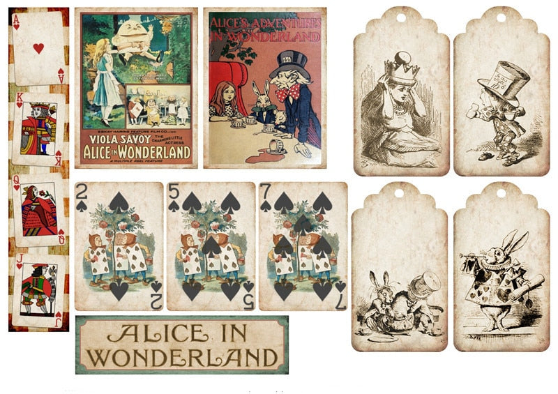 Vintage Alice In Wonderland Theme Scrapbooking Stickers