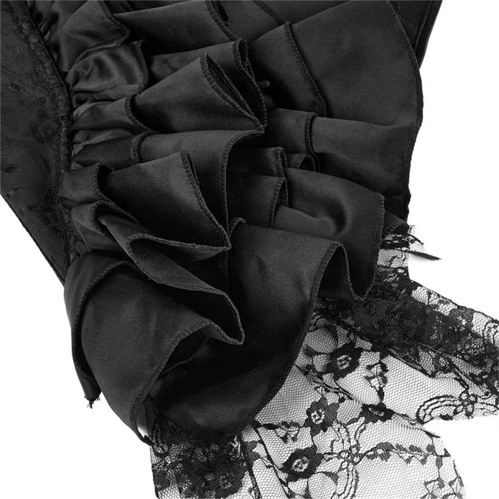 Lady Cataline's Black Ruffled Lace Gothic Overbust Corsets